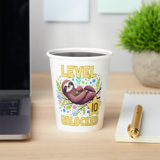 Sloth Level Unlock Birthday Gamer Design Pappbecher (InSitu)