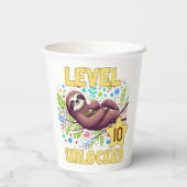 Sloth Level Unlock Birthday Gamer Design Pappbecher (Rückseite)