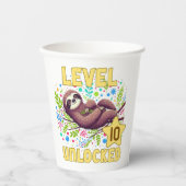 Sloth Level Unlock Birthday Gamer Design Pappbecher (Vorderseite)