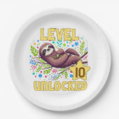 Sloth Level Unlock Birthday Gamer Design Pappteller (Vorderseite)