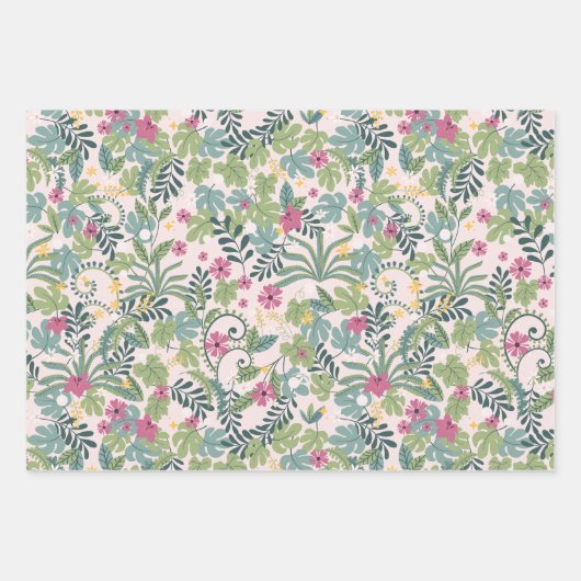 Sloth Liebe Jungle Blume Geschenkpapier Set (Vorderseite)