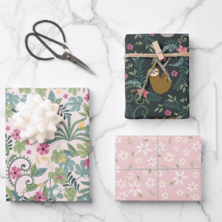 Sloth Liebe Jungle Blume Geschenkpapier Set