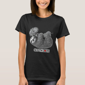 Sloth Liebe und Daisy Blume Aufkleber T-Shirt