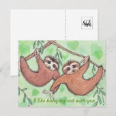 Sloth Liebe Valentine Feiertagspostkarte (Vorne/Hinten)