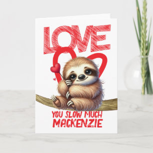Sloth Liebe verlangsamt viel personalisierte Valen Feiertagskarte