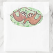 Sloth-LiebeValentine Ovaler Aufkleber (Tasche)