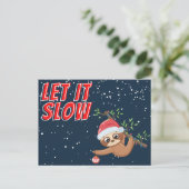 Sloth Ließ It Slow Christmas Postcard Postkarte (Stehend Vorderseite)
