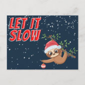 Sloth Ließ It Slow Christmas Postcard Postkarte (Vorderseite)