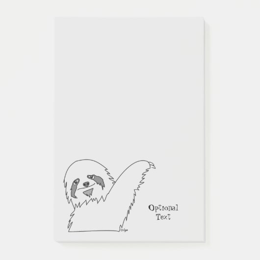 Sloth Line Zeichne Personalizable 4 x 6 Post-it Klebezettel (Vorderseite)