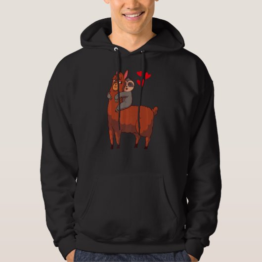 Sloth Llama Alpaca Rider Liebe Valentine D Hoodie (Vorderseite)