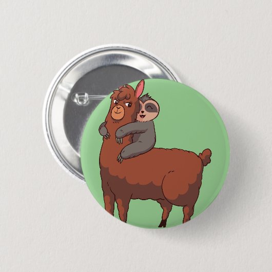 Sloth Llama Hugging Button (Vorne & Hinten)