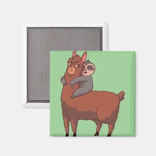 Sloth Llama Hugging Magnet (Vorderseite/Rückseite)