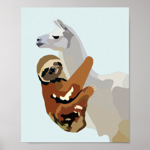 Sloth Llama Poster