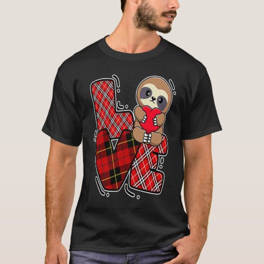 sloth love holding heart Valentines Day Cute Anima T-Shirt (Vorderseite)