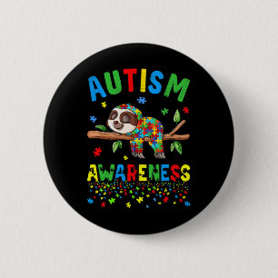 Sloth Lover Autismus Bewusstsein Puzzle Piece Auti Button