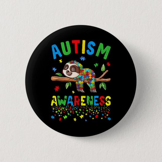 Sloth Lover Autismus Bewusstsein Puzzle Piece Auti Button (Vorderseite)