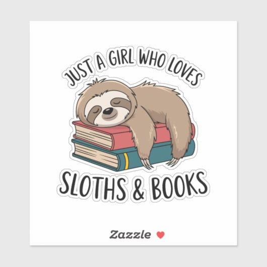 Sloth Lover Book Reading T - Shirt Design Aufkleber (Blatt)