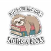 Sloth Lover Book Reading T - Shirt Design Aufkleber (Vorderseite)