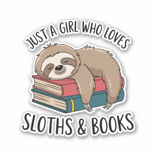 Sloth Lover Book Reading T - Shirt Design Aufkleber (Vorderseite)