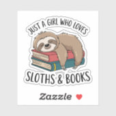 Sloth Lover Book Reading T - Shirt Design Aufkleber (Blatt)