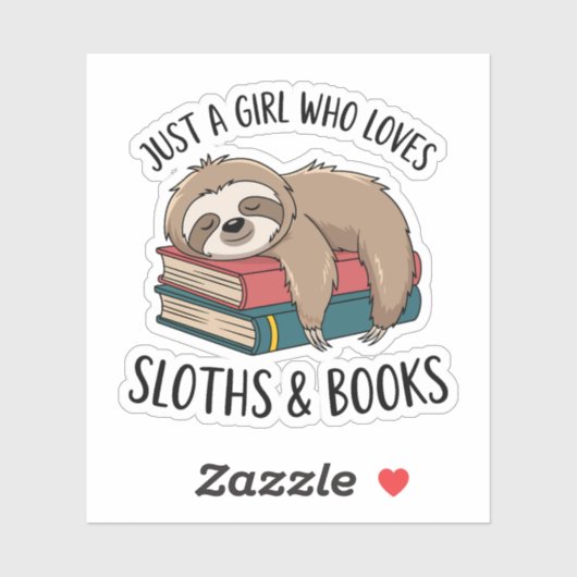 Sloth Lover Book Reading T - Shirt Design Aufkleber (Blatt)