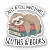Sloth Lover Book Reading T - Shirt Design Aufkleber (Vorderseite)