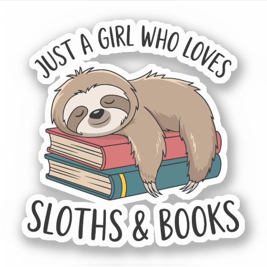 Sloth Lover Book Reading T - Shirt Design Aufkleber (Vorderseite)