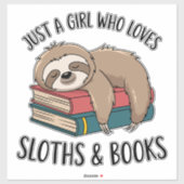 Sloth Lover Book Reading T-shirt Design Aufkleber (Blatt)