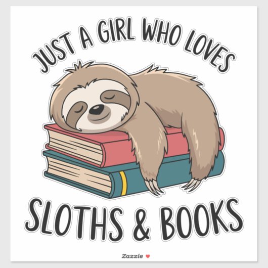 Sloth Lover Book Reading T-shirt Design Aufkleber (Blatt)