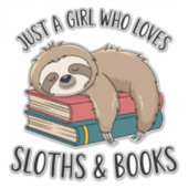 Sloth Lover Book Reading T-shirt Design Aufkleber (Vorderseite)