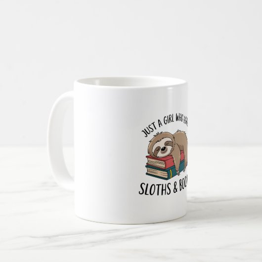 Sloth Lover Book Reading T-shirt Design Kaffeetasse (Vorderseite Links)