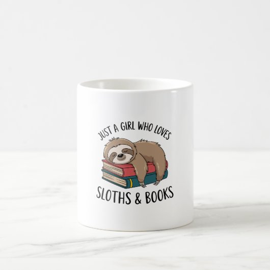 Sloth Lover Book Reading T-shirt Design Kaffeetasse (Mittel)