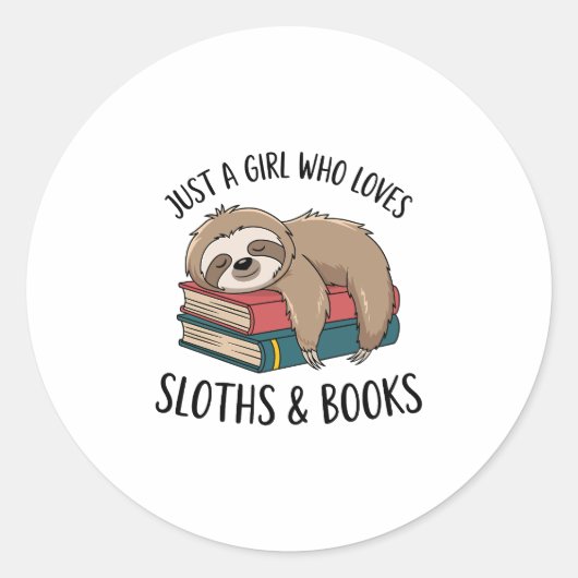 Sloth Lover Book Reading T - Shirt Design Runder Aufkleber (Vorderseite)