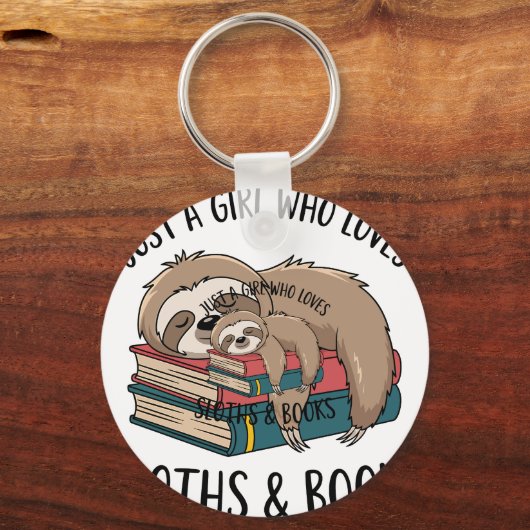 Sloth Lover Book Reading T - Shirt Design Schlüsselanhänger (Vorderseite)