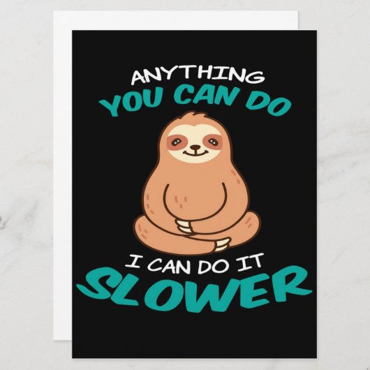 Sloth Lover Cute Sloth Canvas Menükarte (Vorne/Hinten)