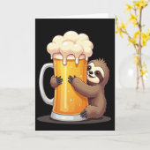 Sloth Loves Beer Funny Card Karte (Gelbe Blume)