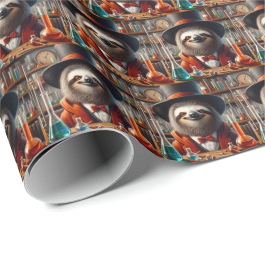 Sloth Mad Scientist Geschenkpapier (Rolleneckpunkt)
