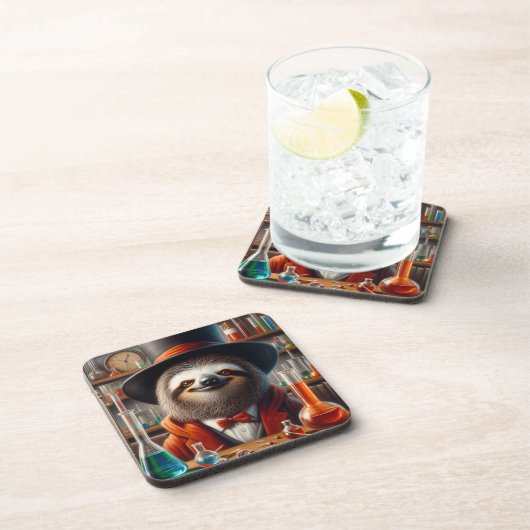 Sloth Mad Scientist Getränkeuntersetzer (Rechte Seite)