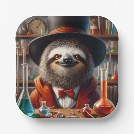 Sloth Mad Scientist Pappteller (Vorderseite)