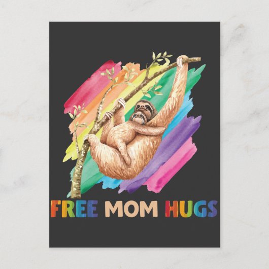 Sloth Mama Hugs Rainbow Niedlich Child and Mother Postkarte (Vorderseite)