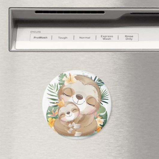 Sloth-Mama mit Baby Magnet (In Situ (Geschirrspüler))