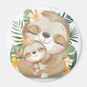 Sloth-Mama mit Baby Magnet