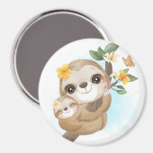 Sloth-Mama mit Baby Magnet (Vorderseite/Rückseite)