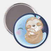 Sloth-Mama mit Baby Magnet (Vorderseite/Rückseite)