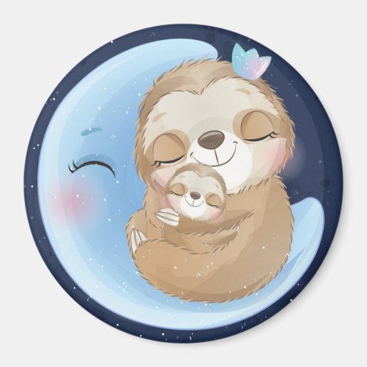 Sloth-Mama mit Baby Magnet (Vorne)