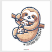Sloth Mama mit Babys Aufkleber (Blatt)