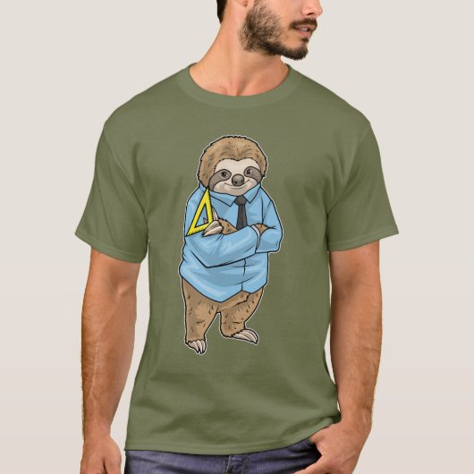 Sloth Math Teacher Set Square T-Shirt (Vorderseite)