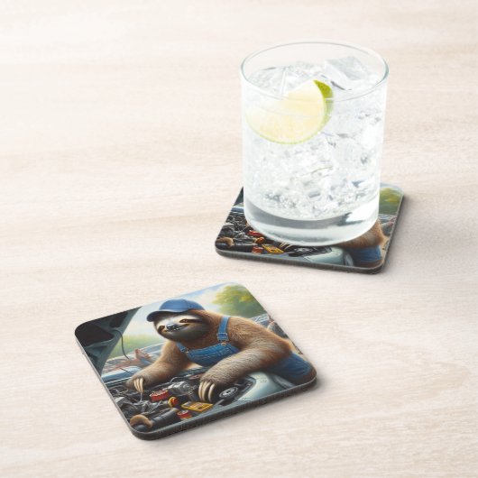 Sloth Mechanic Getränkeuntersetzer (Rechte Seite)