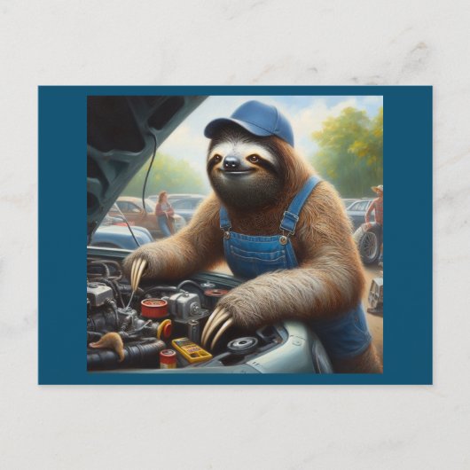 Sloth Mechanic Postkarte (Vorderseite)
