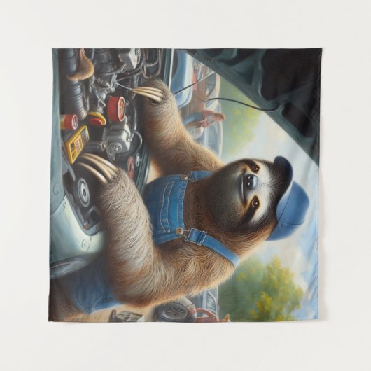 Sloth Mechanic Wandteppich (Vorderseite (Horizontal))